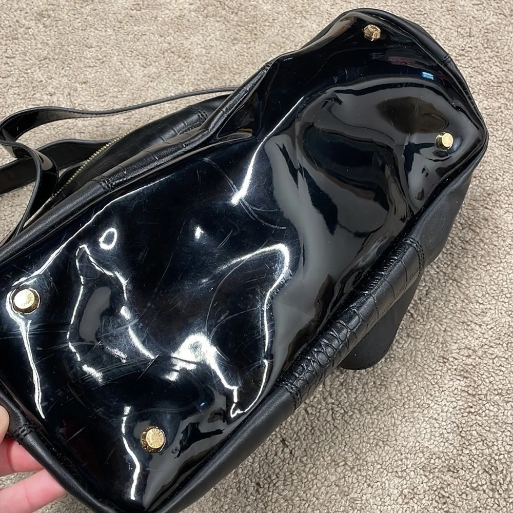 NWT Ted Baker Amelia Satchel Tote Black leather bag with gold hardware